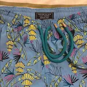 Vilebrequin Costume De Bain A St-Tropez Light Blue Tropical Floral Swim Trunks